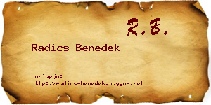 Radics Benedek névjegykártya